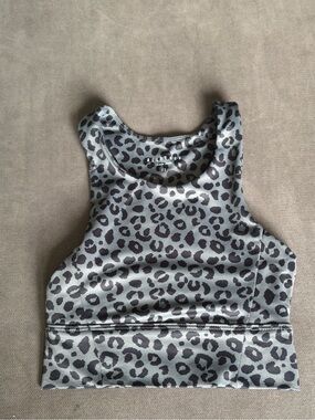 Leopard Print Gray Sports Bra Crop Top